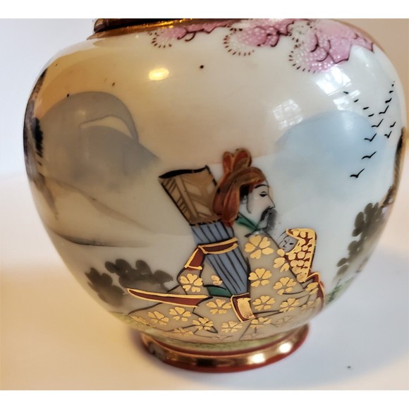 A Vintage Hand Painted Japanese Porcelain Ginger Jar I E & C Co Japan As-Is - Picture 8 of 12